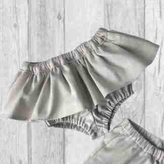 “Baby Dove” Handmade Light Grey Bloomer Skirt - 100% Linen