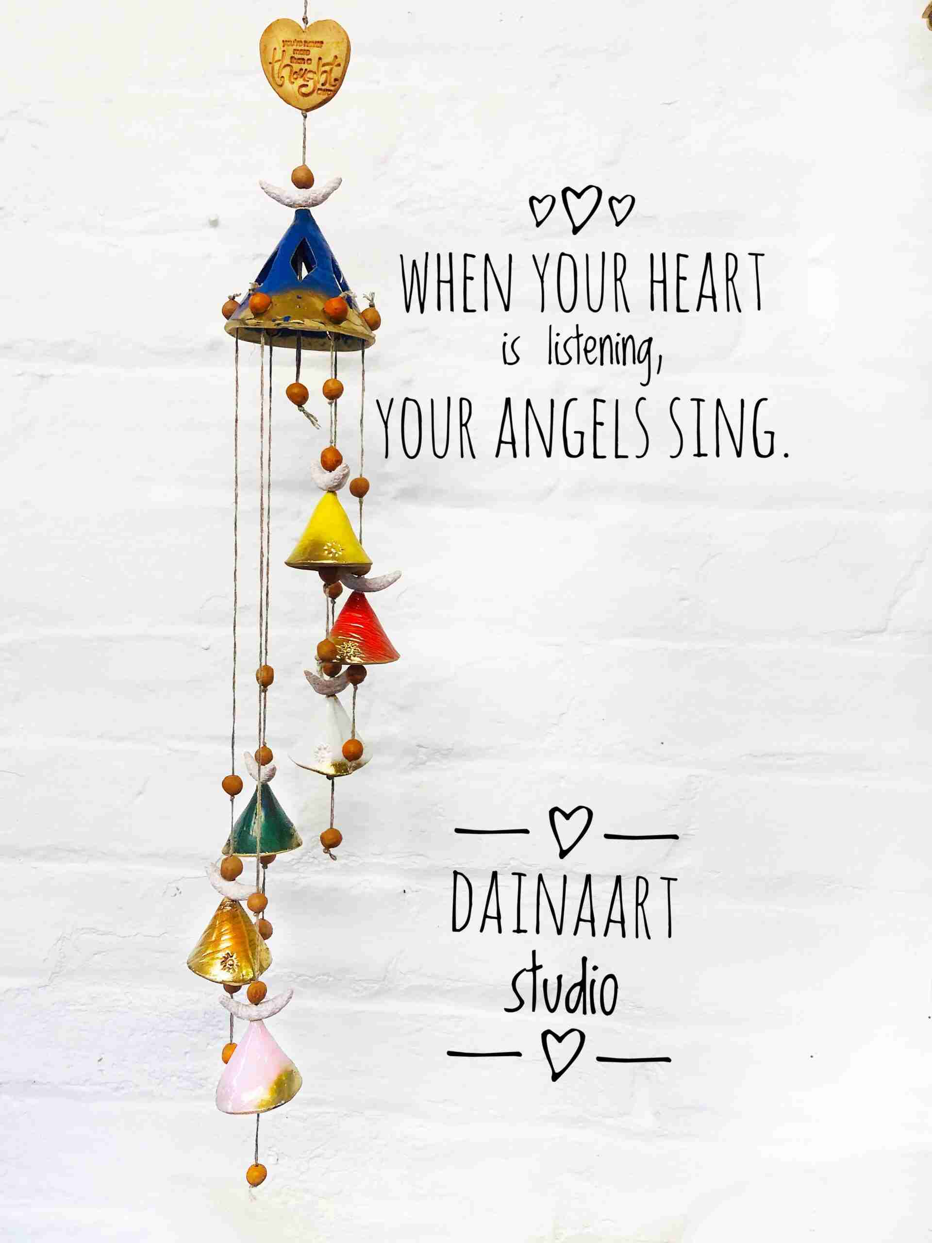 Ceramic Rainbow angel wind chime- home decor, sympathy gift, birthday gift