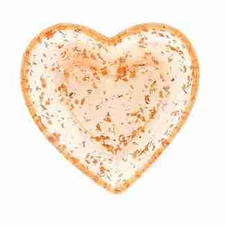 SALE....LG HEART ROSE GOLD LEAF TRINKET DISH, SOAP DISH, COIN TRAY EPOXY RESIN 15X15X4CMS HEART
