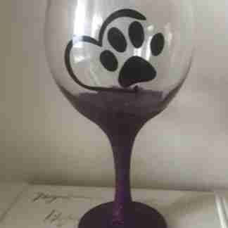 Personalised, Paw Print design, Glitter, Gin glass.