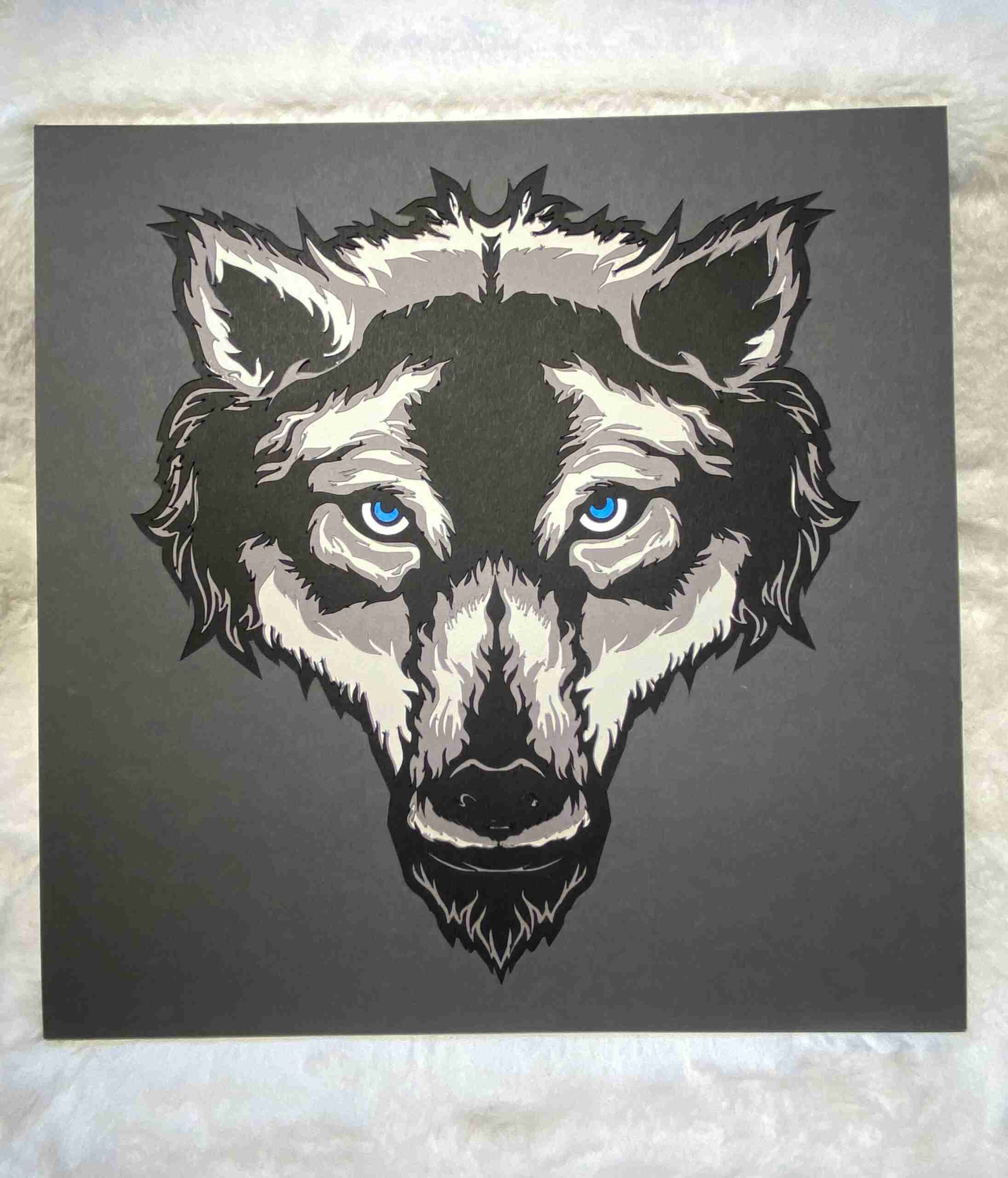 Wolf (blue Eyes) 3D Layered Mandala Artwork - Image 3