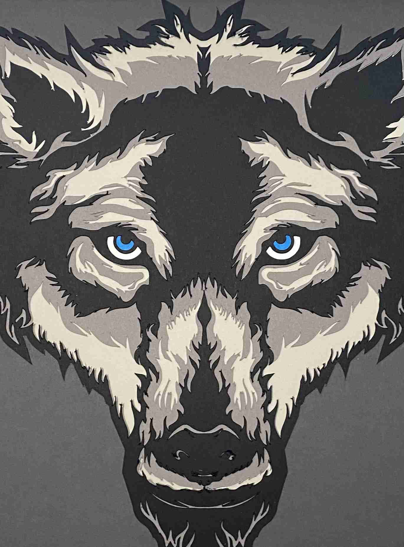 Wolf (blue Eyes) 3D Layered Mandala Artwork - Image 4