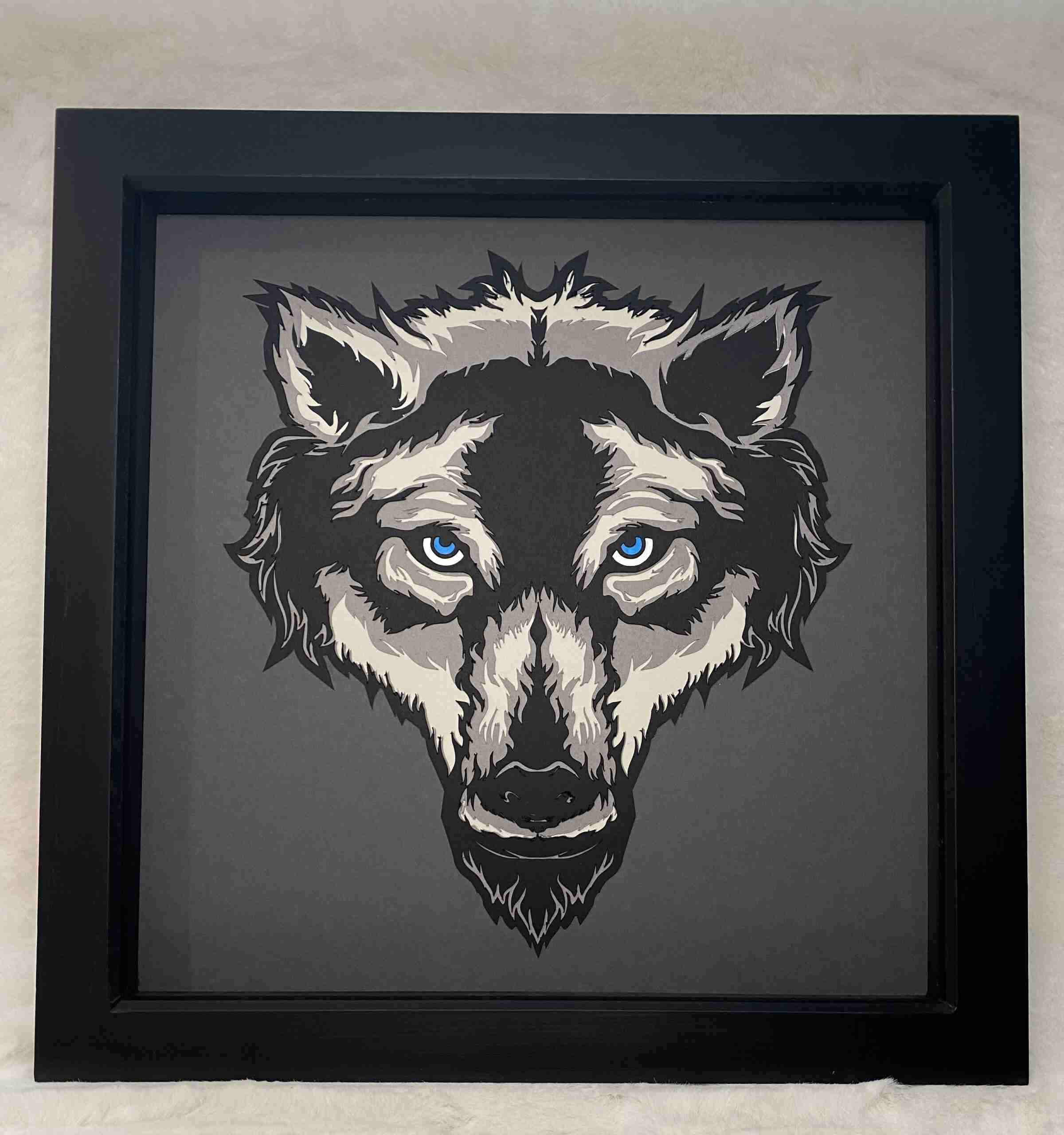 Wolf (blue Eyes) 3D Layered Mandala Artwork