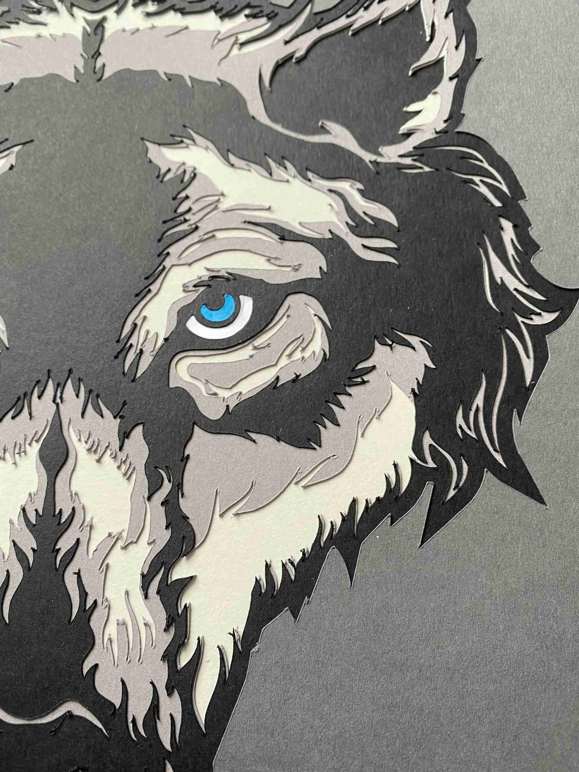 Wolf (blue Eyes) 3D Layered Mandala Artwork - Image 6