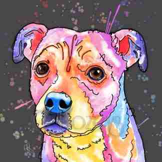 Staffy - Framed Staffordshire Bull Terrier- Rainbow Print - Digital Watercolour