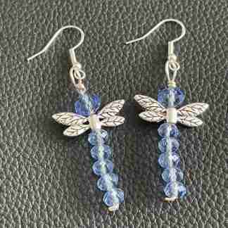 Blue Glass Dragonfly Earrings - by Tanmade With Love