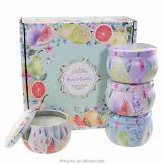 Candles Soy Wax Scented in a Tin, Gift Box Set of 4 Aromatherapy Luxury Candles perfect gift
