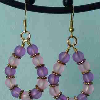 Hoop earrings - pink & purple