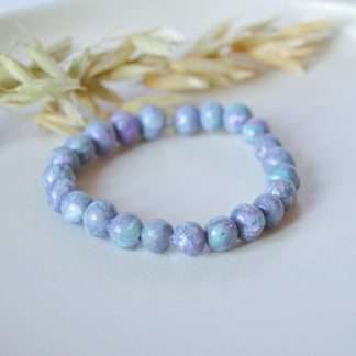 clay and jewel polymer clay beaded bracelet crystal sea foam colours close up