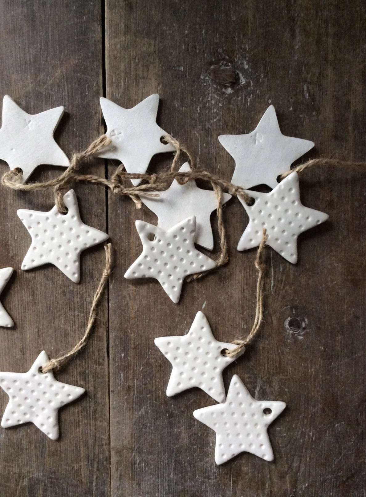 50 x Handmade Ceramic white stars ornament, made with white clay - Image 3