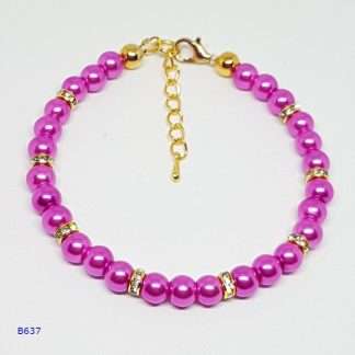 Hot Pink Bead Bracelet - B637