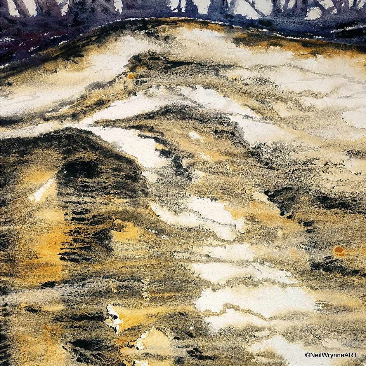 Abstract landscape colour light on water – Came Sweeping Through - Unframed watercolor painting - Image 2