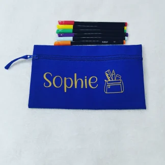 Personalised pencil case with pencil design