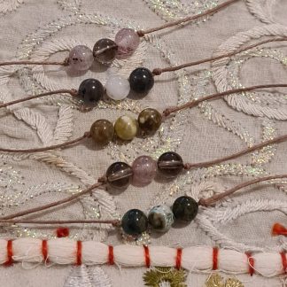 OCEAN JASPER HEMP FRIENDSHIP BRACELET * BEADED CRYSTAL / GEMSTONE WRISTBAND