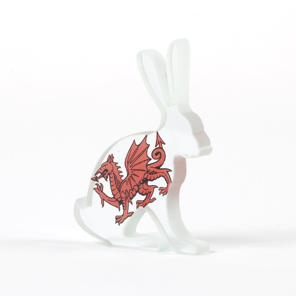 Cymru Hare Welsh Glass Sculpture