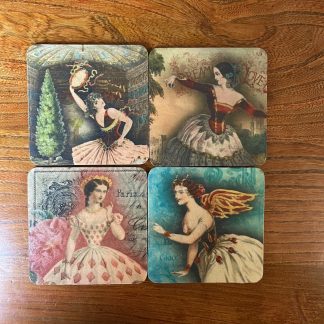 Cork backed Coaster with pictures of ladies