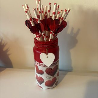 Heart jar with heart straws