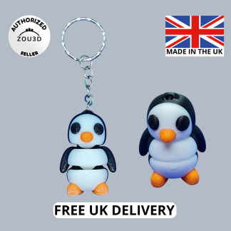 Flexi 3D Printed Fidget Animal Penguin Articulated Keyring, Keychain or Bag Charm