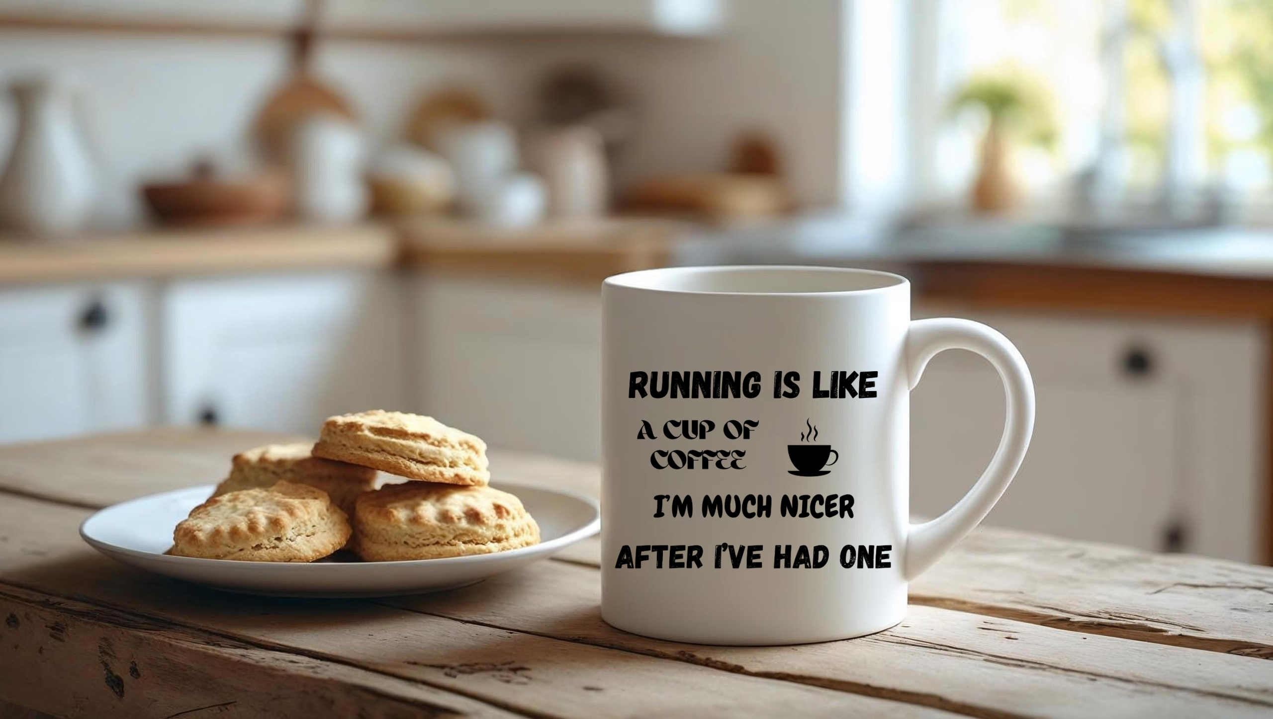 11oz Ceramic Mug - Running is Like a Cup of Coffee, I'm Much Nicer After I've Had One