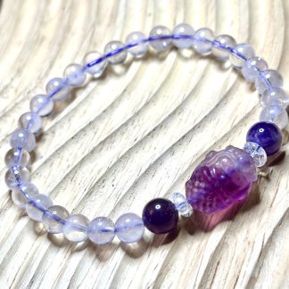 Purple fluorite mermaid with rabbit hair