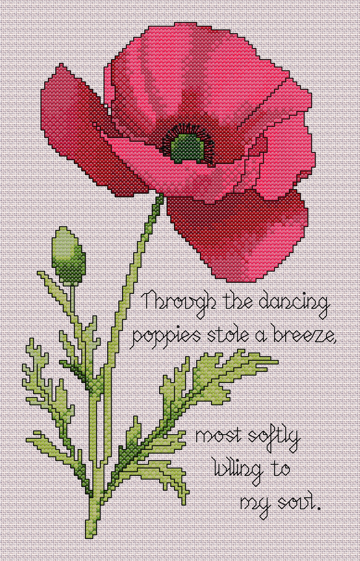 Gorgeous Poppy cross stitch chart with verse - Image 4