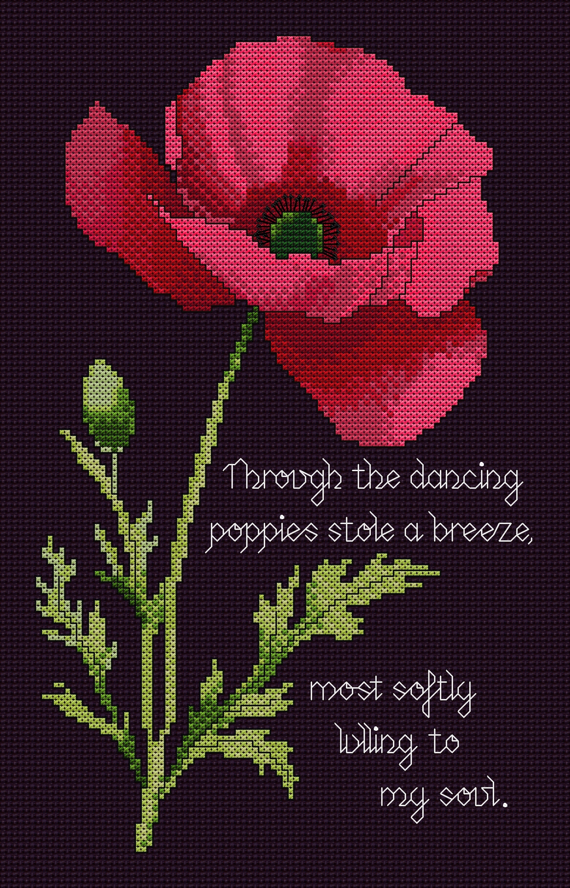 Gorgeous Poppy cross stitch chart with verse - Image 6