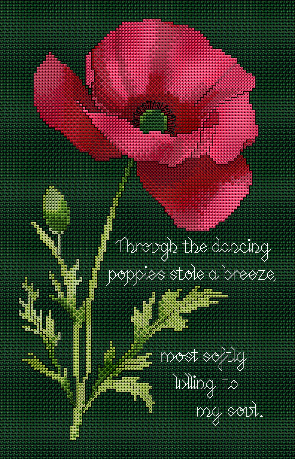 Gorgeous Poppy cross stitch chart with verse - Image 7