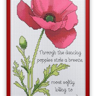 Gorgeous Poppy cross stitch chart with verse