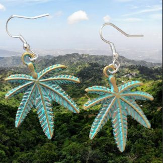 Light Green Coloured Hash Leaf Earrings