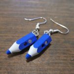 Mini blue pencil earrings