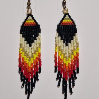 Beaded Fringe Earrings - Fire