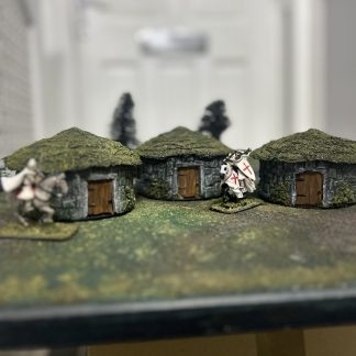 Set of 3 handmade round Celtic houses for wargaming