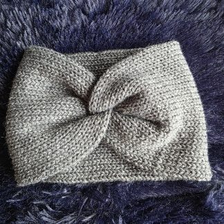 Grey Glittery Earwarmer Headband Hand Knitted on Outer Hebrides - 97% Acrylic