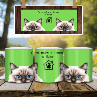 Bright Green Cats make a House a Home mug