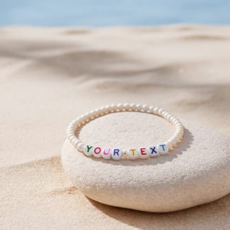 Personalised Cream Minimalist 4mm Bead Bracelet - Handmade Elastic Stacking Jewellery Gift