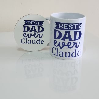 Personalised Best Dad ever mug and coaster set
