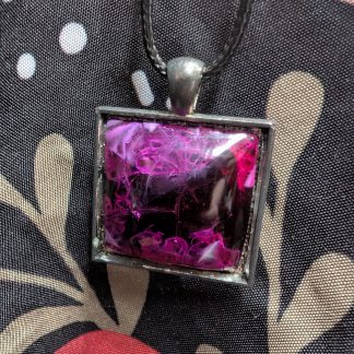 Abstract Pink Resin Swirl Necklace