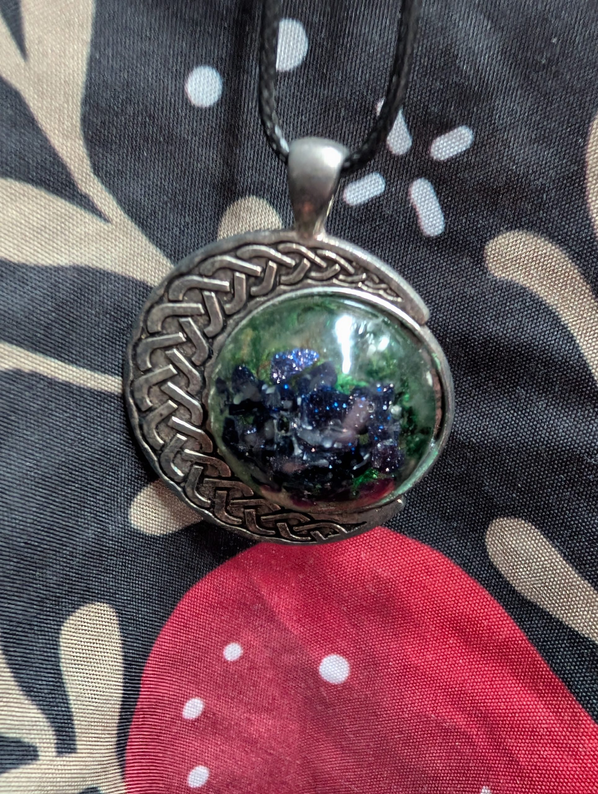 Blue Goldstone With Moss Necklace