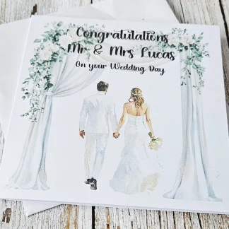 Personalised 300gsm 6x6 Wedding Day Card With White Envelope