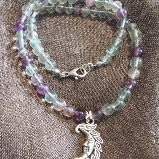 Coloured Flourite and Moon bead Necklace