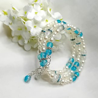 Cracked Glass & Faux Pearl Bracelet