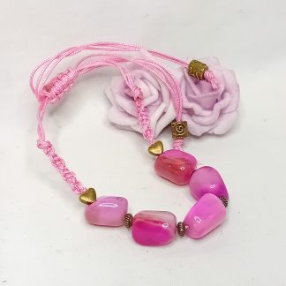 Pink Agate & Macrame Bracelet