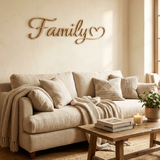 Family heart MDF wall sign Decor