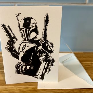 Boba Fett Star Wars hand drawn greetings card
