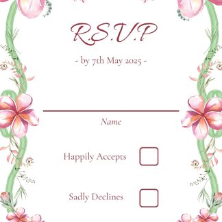 Rosy Floral RSVP Card | Editable Canva Template | A6