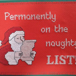 On the naughty list Christmas card cross stitch PDF pattern