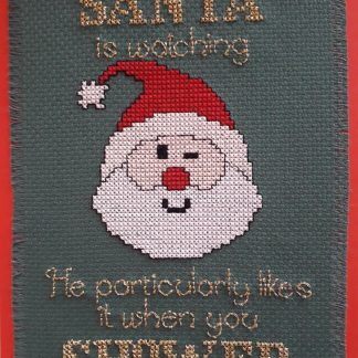 Santa is Watching Christmas Card PDF cross stitch pattern