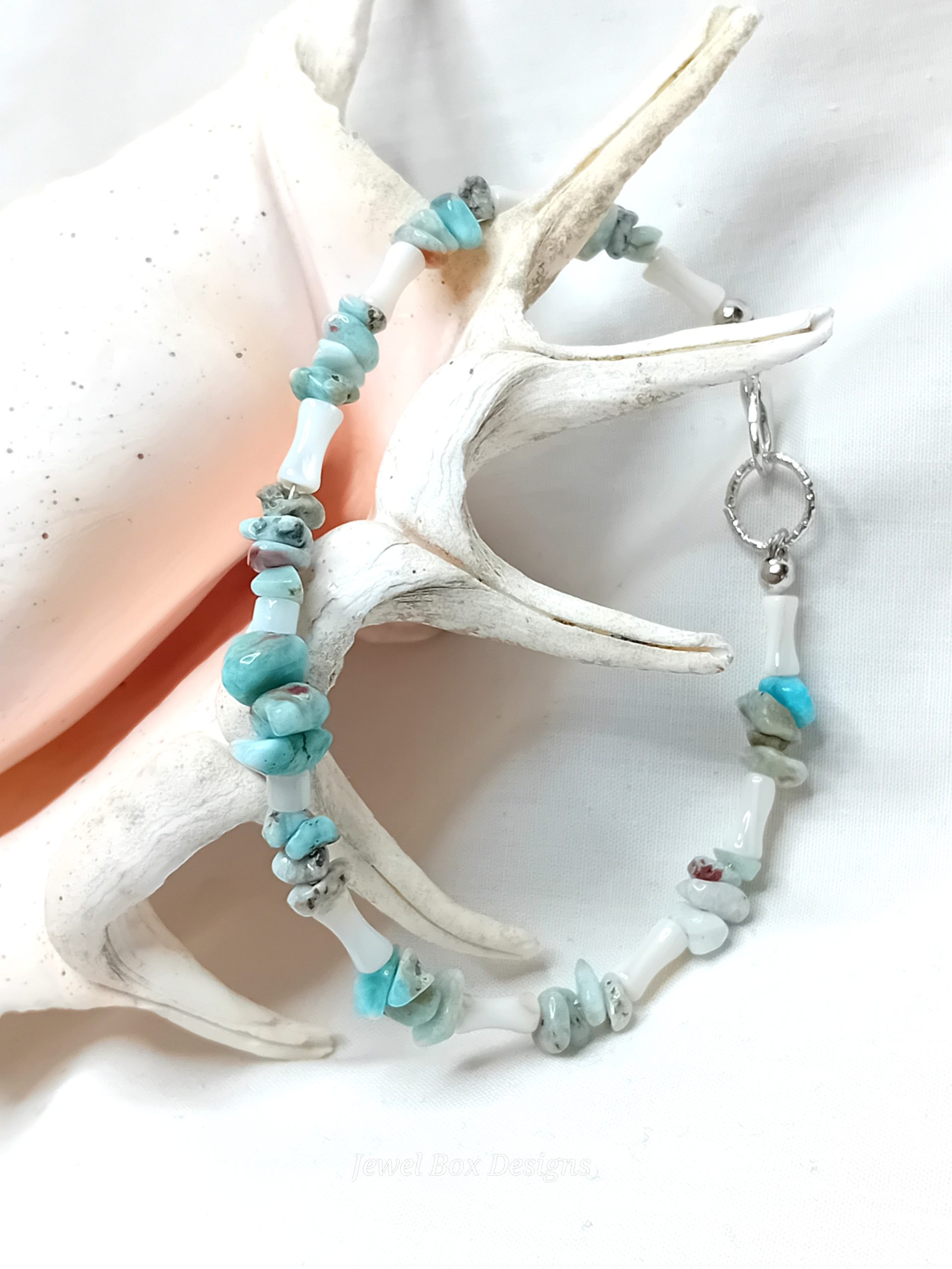 Larimar & Shell Bead Bracelet - Image 3
