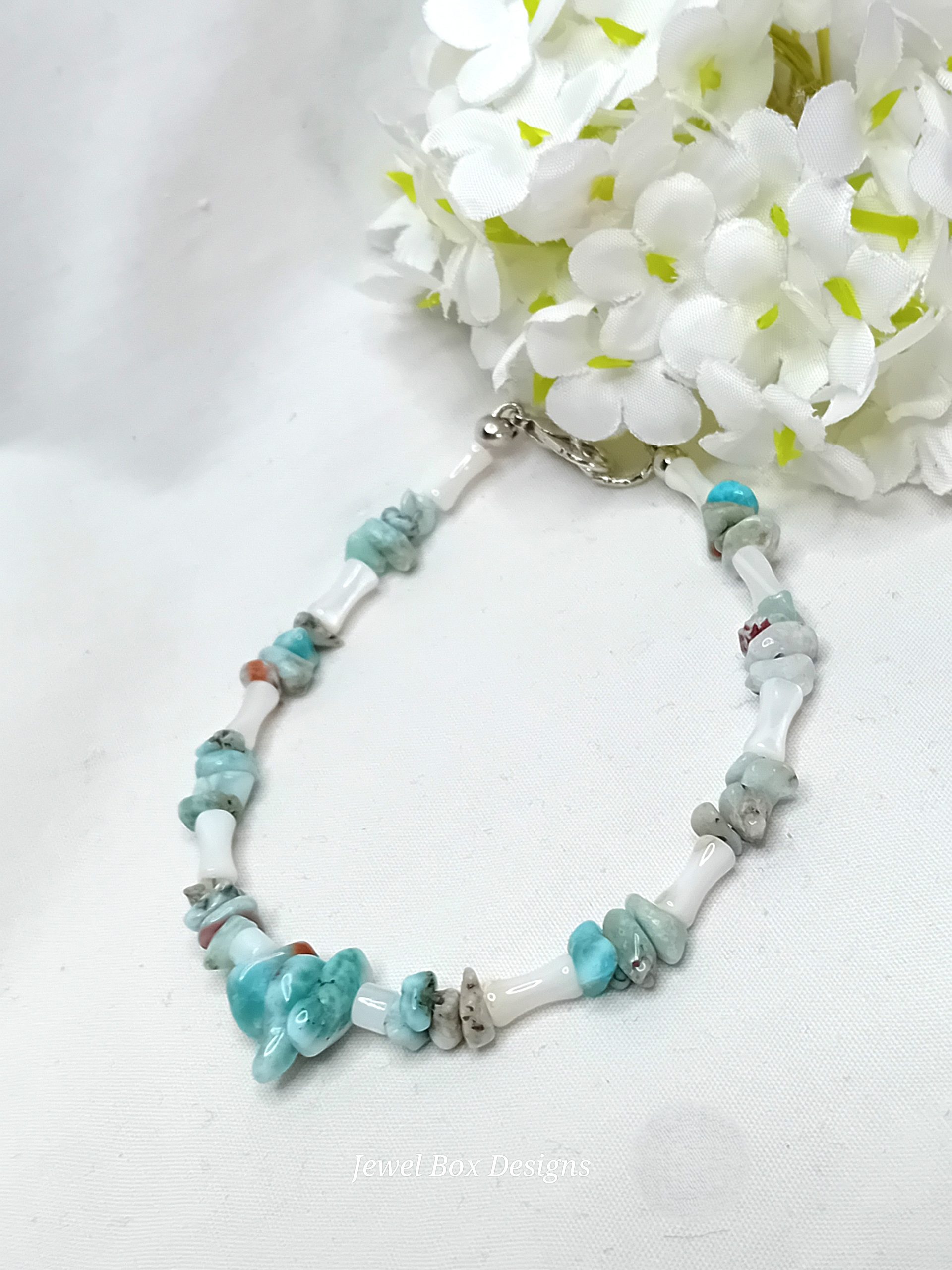 Larimar & Shell Bead Bracelet - Image 5