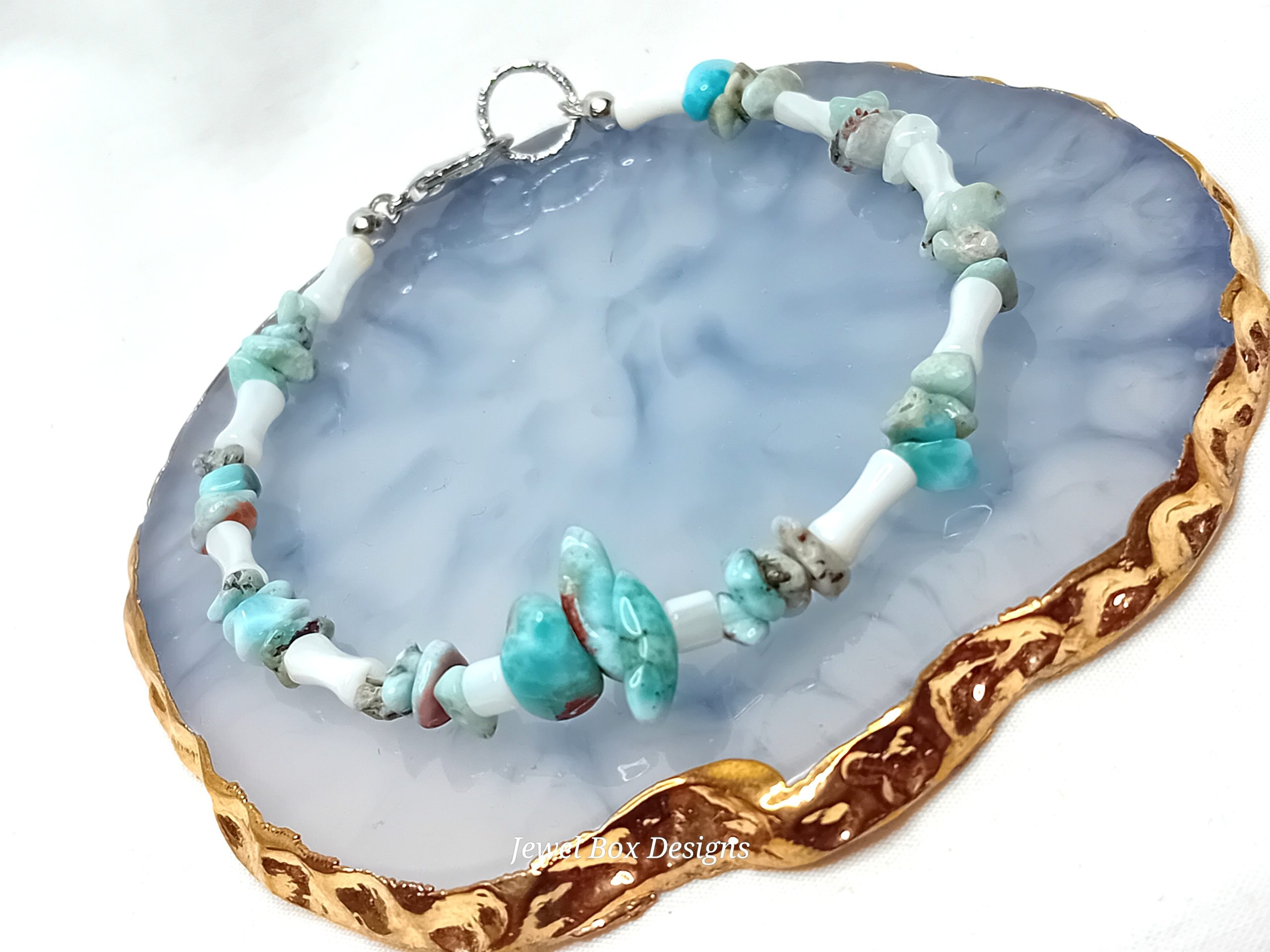 Larimar & Shell Bead Bracelet - Image 4